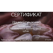 СИЮ - Щербаков - 2016 - сертификат - реставрации фронтальных зубов
